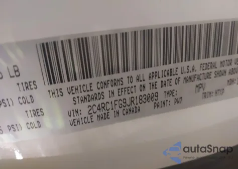 2018 Chrysler Pacifica Touring Plus z USA, uszkodzony, nr VIN 2C4RC1FG9JR183009